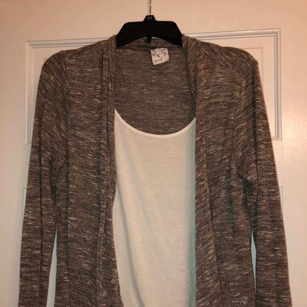 Cardigan+ attached white blouse